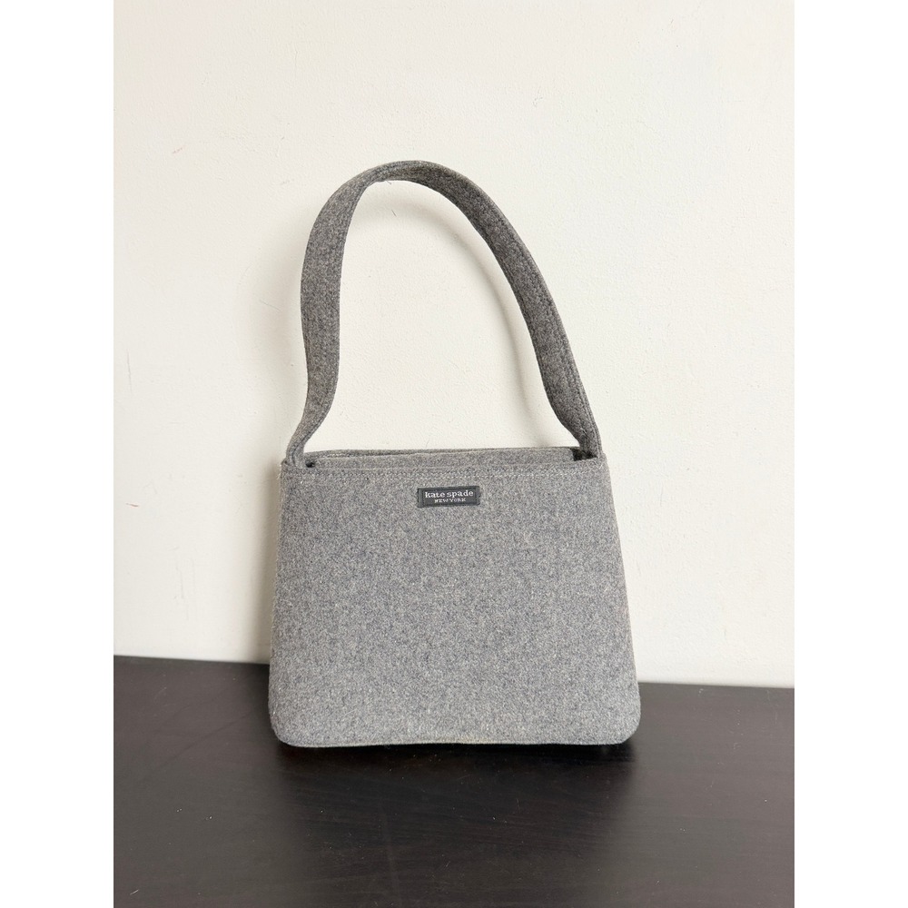 Kate Spade New York Grey Wool Felt Shoulder Bag Handbag Made in Korea